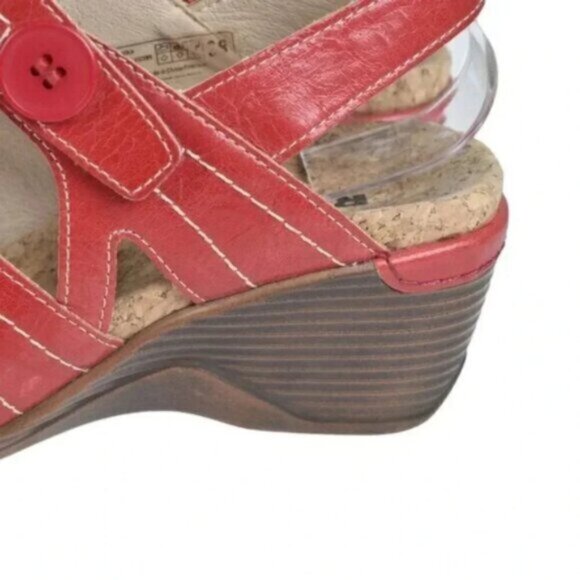 Romika Calgary 2 Wedge Sandal Red Adjustable Straps Size 38 US  7 7 5 - Picture 4 of 14